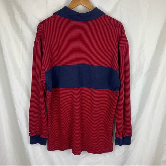 Vintage Tommy Hilfiger Embroidered Red & Blue Rugby Shirt, Size: Large - Picture 8 of 8